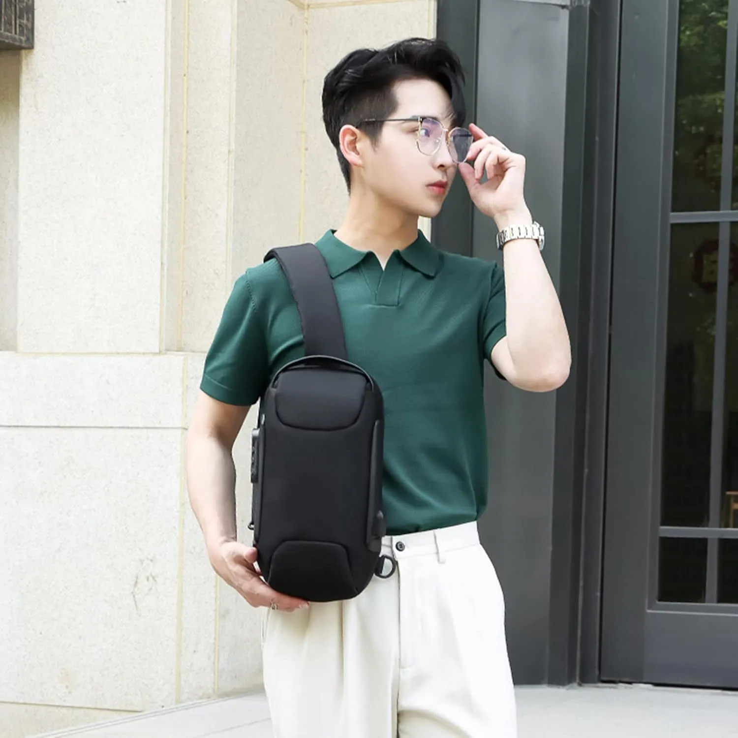 Crossbody Handbag Soft Purse Men's Prevention Of Thieves Password Chest Lock Bag Cloth Sports One Shoulder