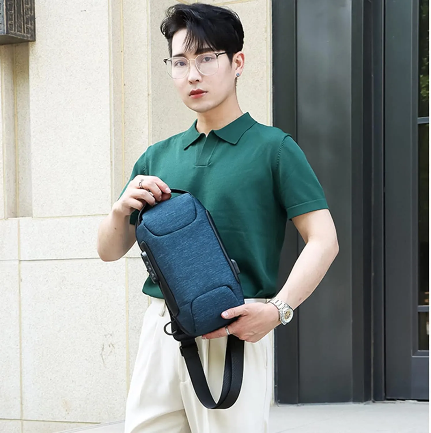 Crossbody Handbag Soft Purse Men's Prevention Of Thieves Password Chest Lock Bag Cloth Sports One Shoulder