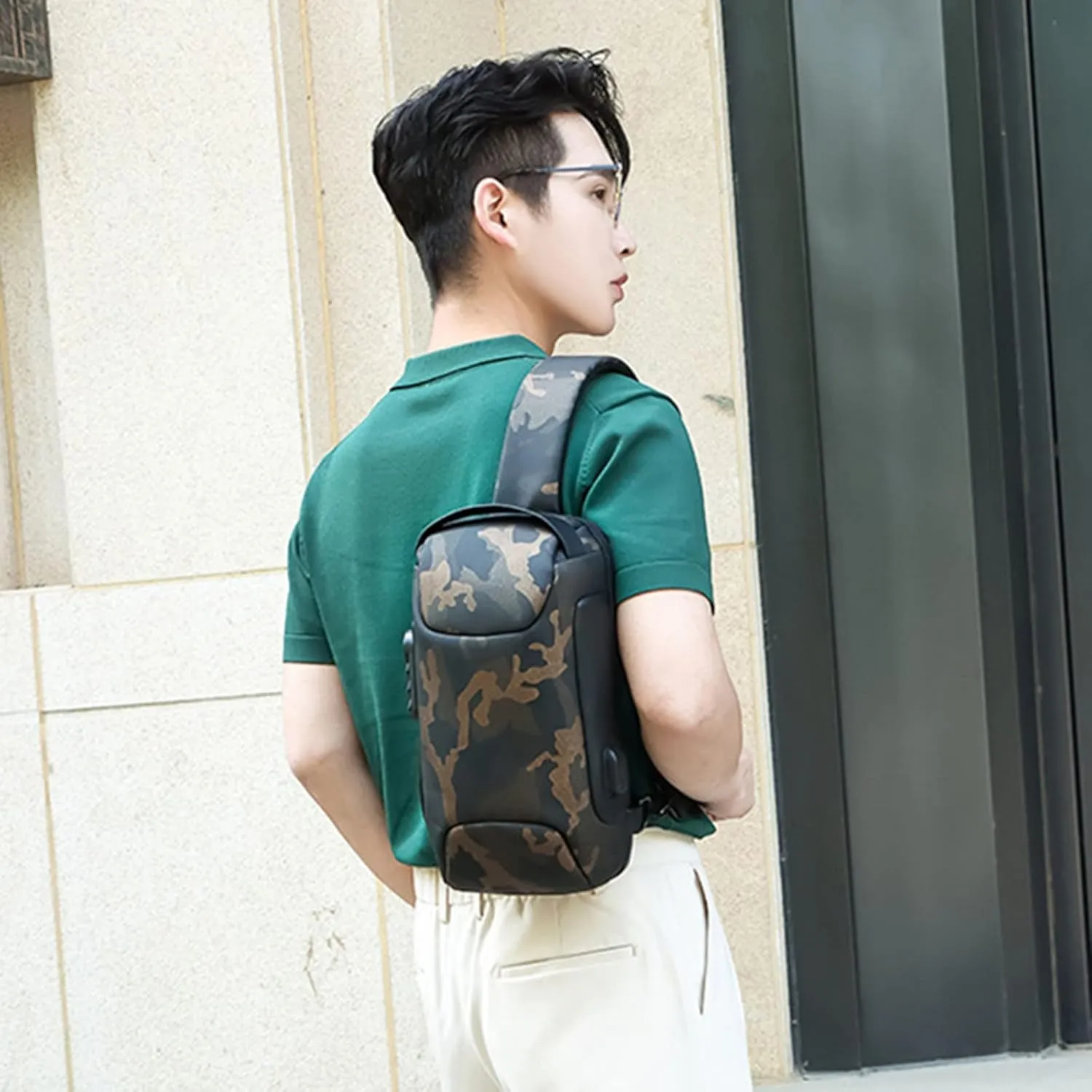 Crossbody Handbag Soft Purse Men's Prevention Of Thieves Password Chest Lock Bag Cloth Sports One Shoulder