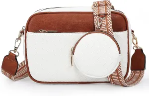 Crossbody Purses for Women Vegan Leather Small Handbags Bags with Detachable Coin Pouch Adjustable Guitar Wide Strap
