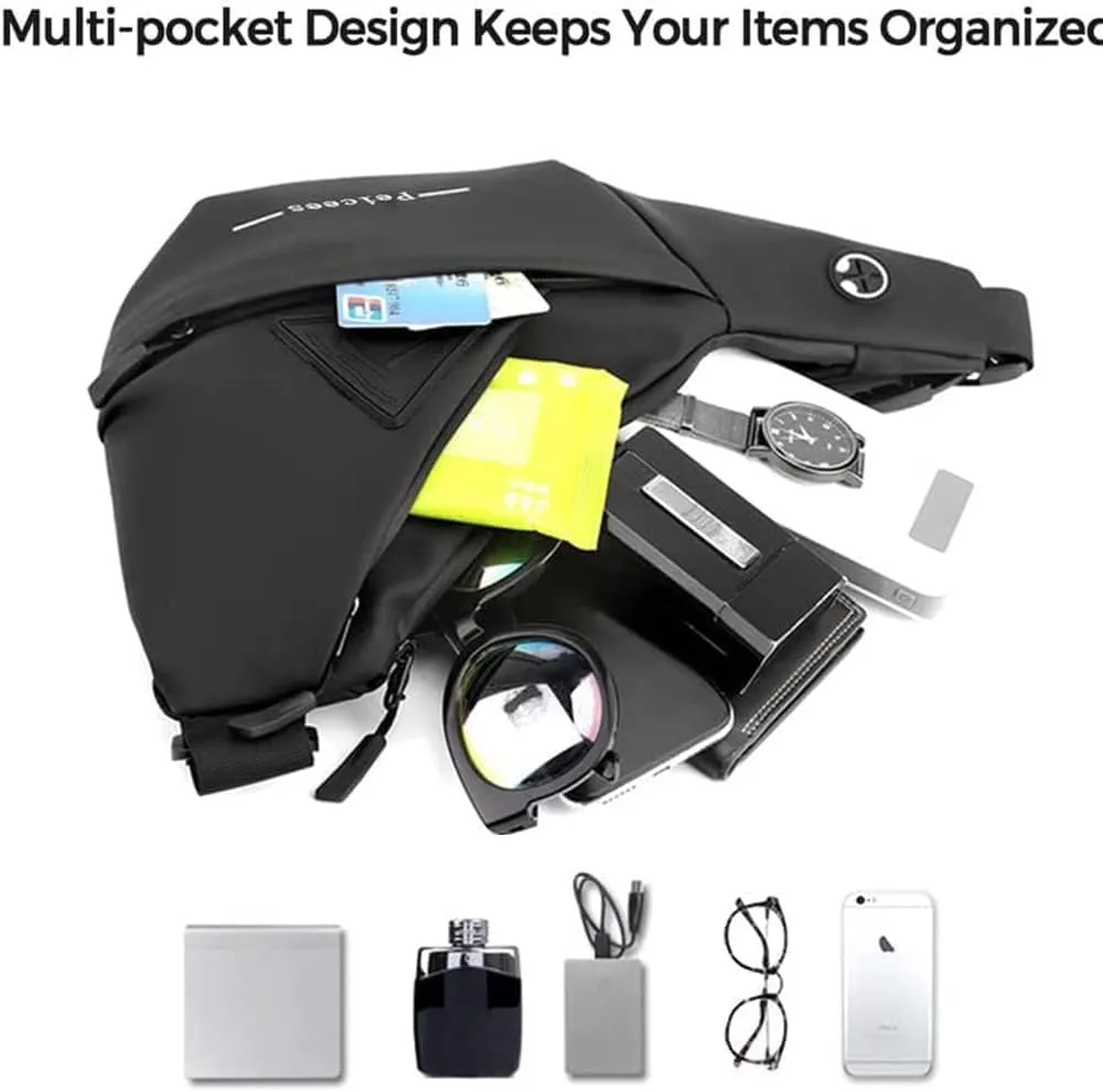 Crossbody Sling Bag for Men Women Lightweight Hiking Backpack Purse Waterproof Shoulder Bag Slim Chest Bags Small
