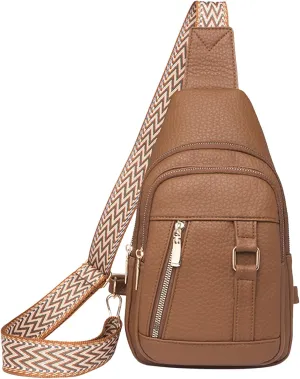 Crossbody Sling Bags for Women Leather Fanny Pack for Women,Trendy Chest Bag Backpack with Adjustable Strap,cross Body Bag for Outdoor Hiking Travel Sports
