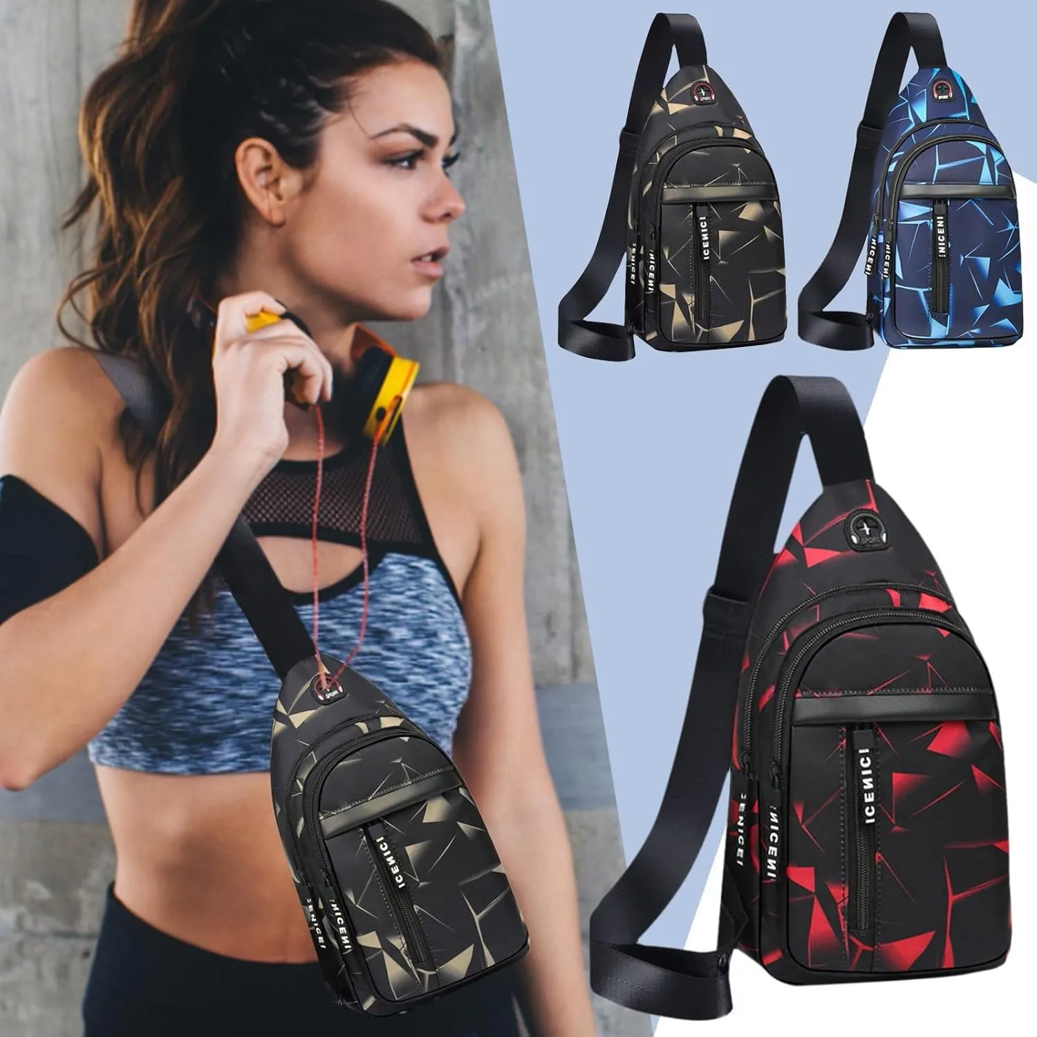 Crossbody Travel Bags Anti Theft Lightweight One Strap Sling Bag Classic Convenient Chest Bag Outdoor Hiking Bags(Red, One Size)