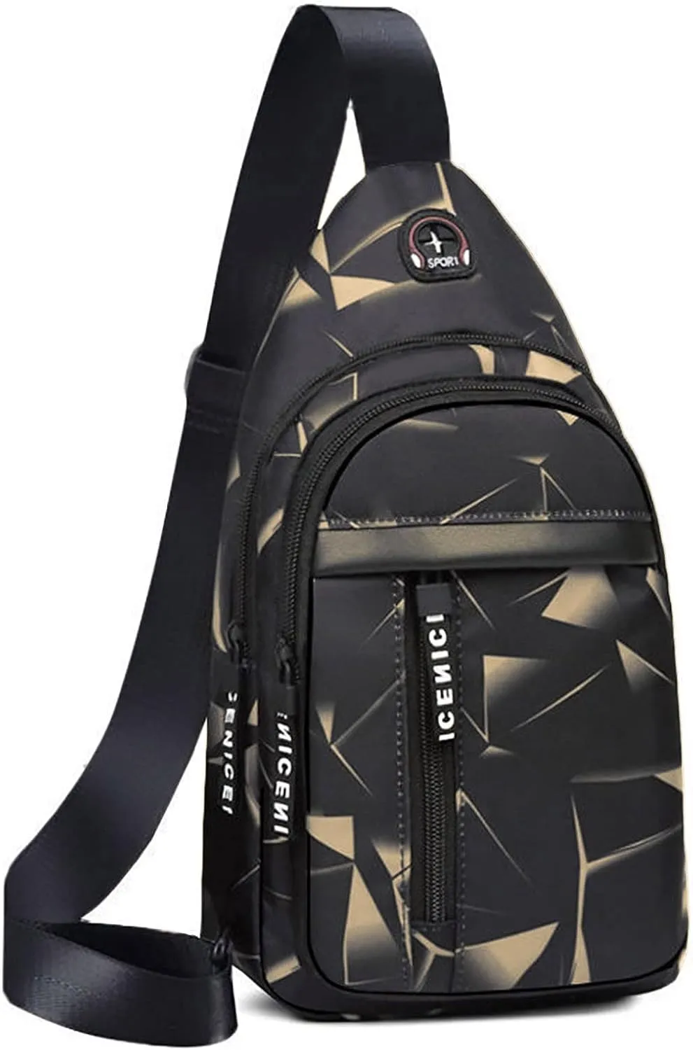 Crossbody Travel Bags Anti Theft Lightweight One Strap Sling Bag Classic Nylon Chest Bag Walking Hiking Daypack(Black, One Size)