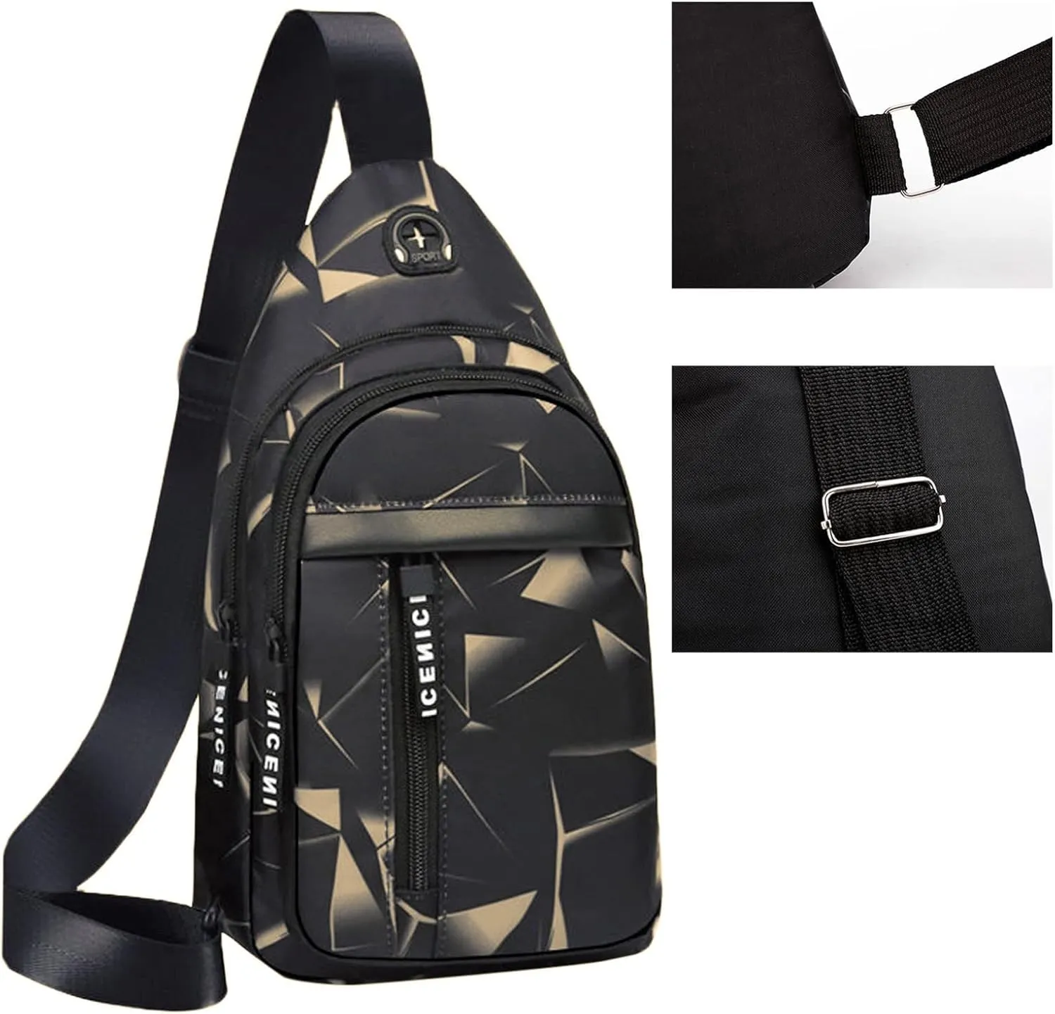 Crossbody Travel Bags Anti Theft Lightweight One Strap Sling Bag Classic Nylon Chest Bag Walking Hiking Daypack(Black, One Size)
