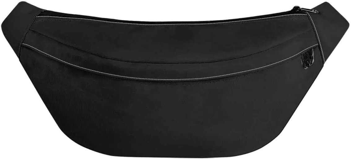 Custom Fanny Pack with Adjustable Belt, Personalized Add Your Photo Text Logo, Belt Bags for Travel Hiking Sports Running, Adult Unisex PureBlack