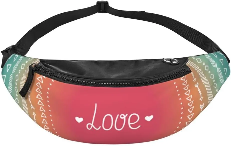 Custom Fanny Pack with Adjustable Belt, Personalized Add Your Photo Text Logo, Belt Bags for Travel Hiking Sports Running, Adult Unisex PureBlack