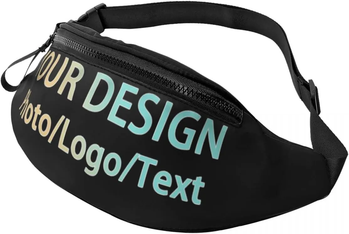 Custom Fanny Pack with Adjustable Belt, Personalized Add Your Photo Text Logo, Travel Hiking Sports Running for Waist Bag