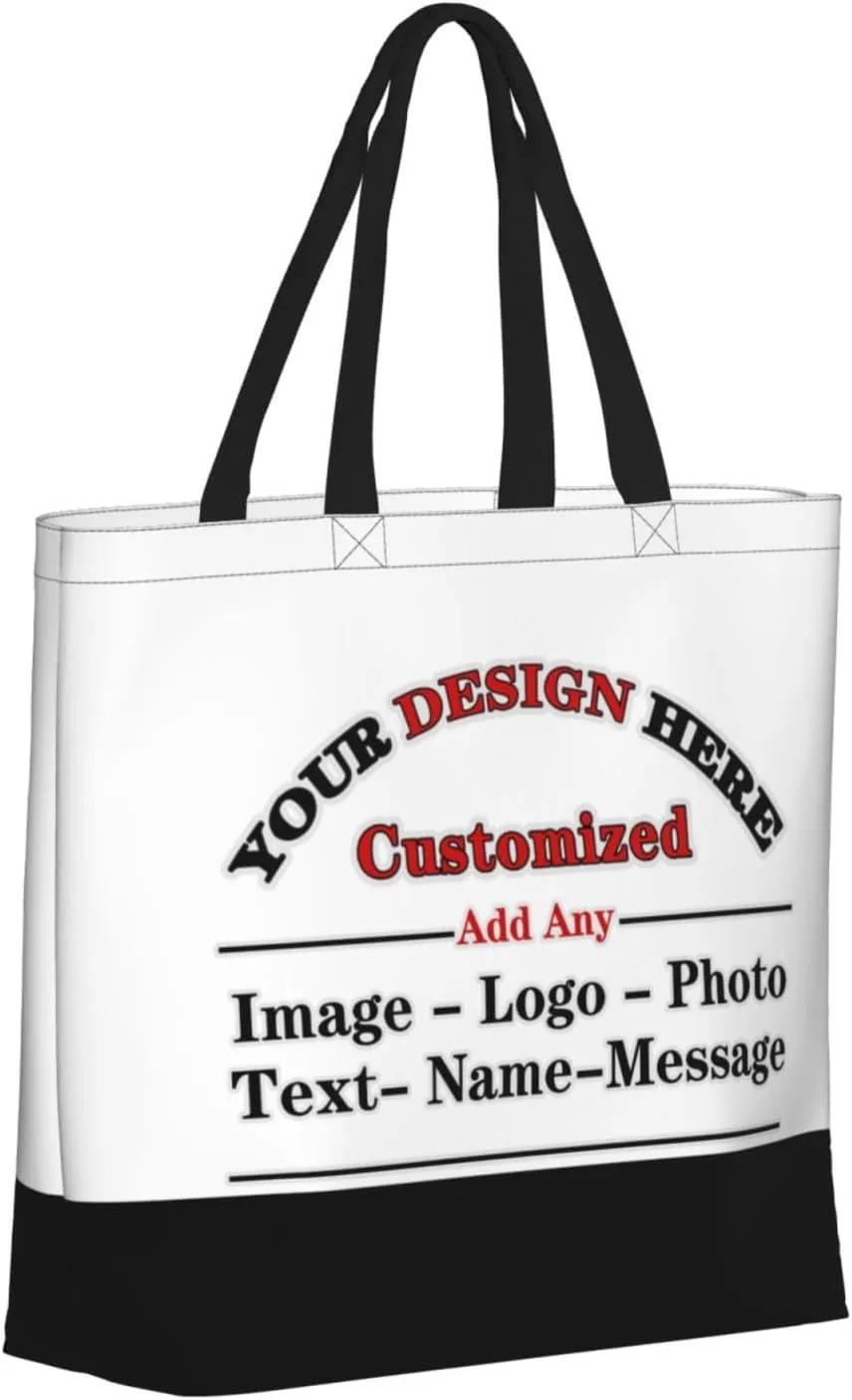 Custom Personalized Tote Bag With Your Team Logo Text Image Custom Bags For Work Travel Shopping Women Shoulder Handbag