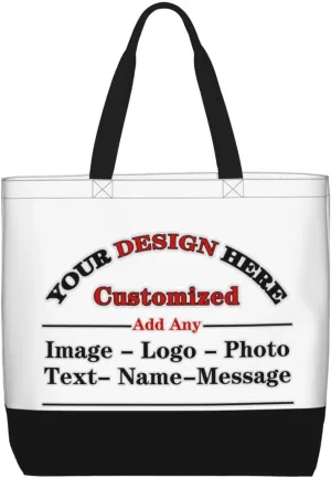 Custom Personalized Tote Bag With Your Team Logo Text Image Custom Bags For Work Travel Shopping Women Shoulder Handbag