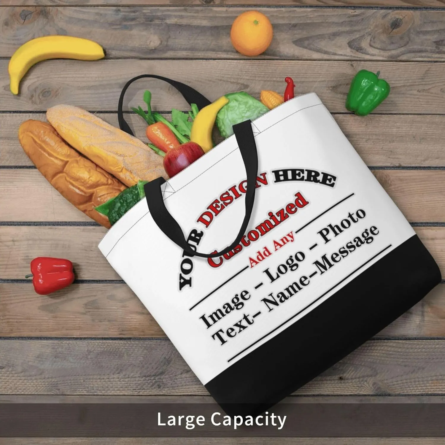 Custom Personalized Tote Bag With Your Team Logo Text Image Custom Bags For Work Travel Shopping Women Shoulder Handbag