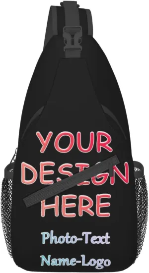 Custom Sling Bag Hiking Daypack Personalized Chest Bag with Design Your Photo Name Logo, Full Frame Printing Leisure Sports Outdoor Custom Bag For Adult Backpack