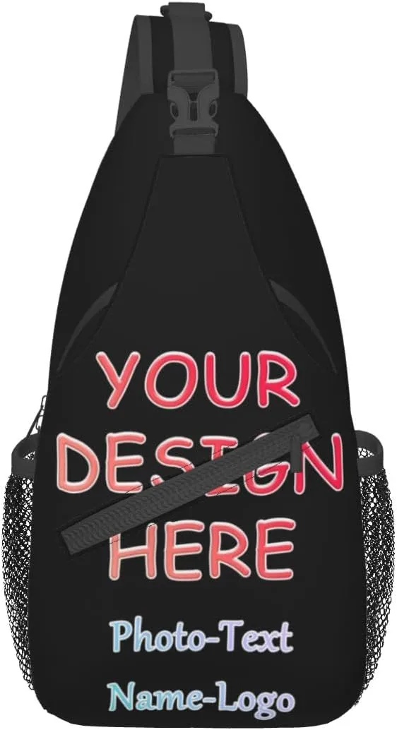 Custom Sling Bag Hiking Daypack Personalized Chest Bag with Design Your Photo Name Logo, Full Frame Printing Leisure Sports Outdoor Custom Bag For Adult Backpack
