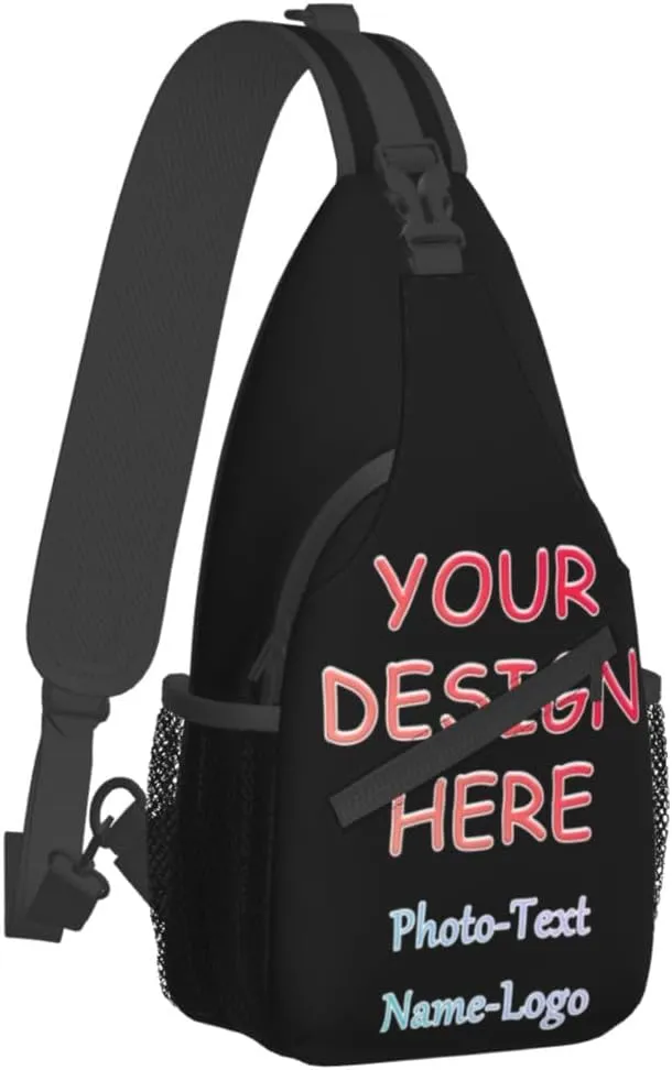 Custom Sling Bag Hiking Daypack Personalized Chest Bag with Design Your Photo Name Logo, Full Frame Printing Leisure Sports Outdoor Custom Bag For Adult Backpack
