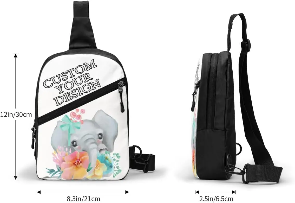 Custom Sling Bag Hiking Daypack Personalized Chest Bag with Design Your Photo Name Logo, Leisure Sports Outdoor Custom Bag For Women&Men Backpack