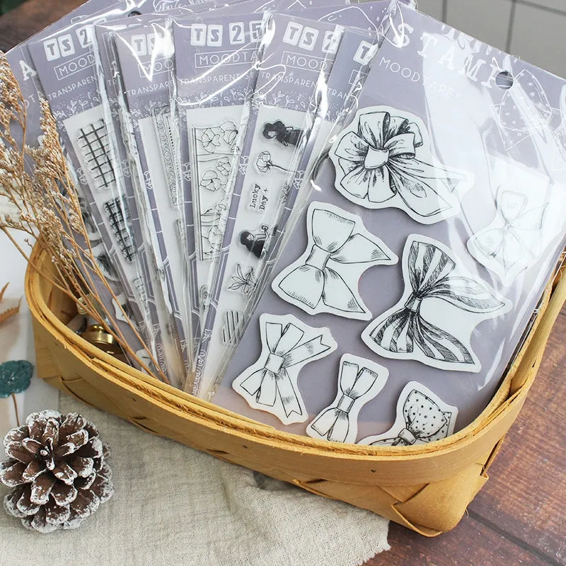 Cute Bowknot Plant Clear Silicone Stamps