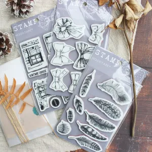 Cute Bowknot Plant Clear Silicone Stamps