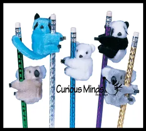 Cute Fuzzy Plush Animal Clip On - Squeeze to Clip on Clothes Pencils - Retro 80's Toy