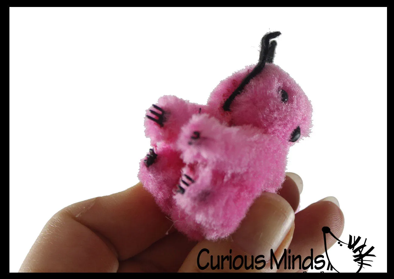 Cute Fuzzy Plush Animal Clip On - Squeeze to Clip on Clothes Pencils - Retro 80's Toy