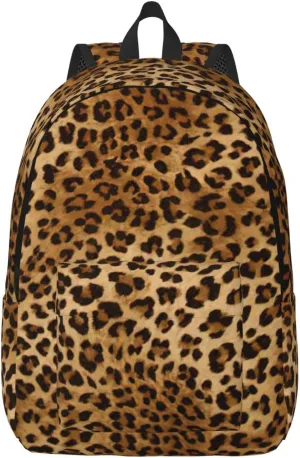 Cute Leopard Print Canvas Backpack Women,Mens Travel Casual Daypack Bookbag For Laptop Work Travel Hiking