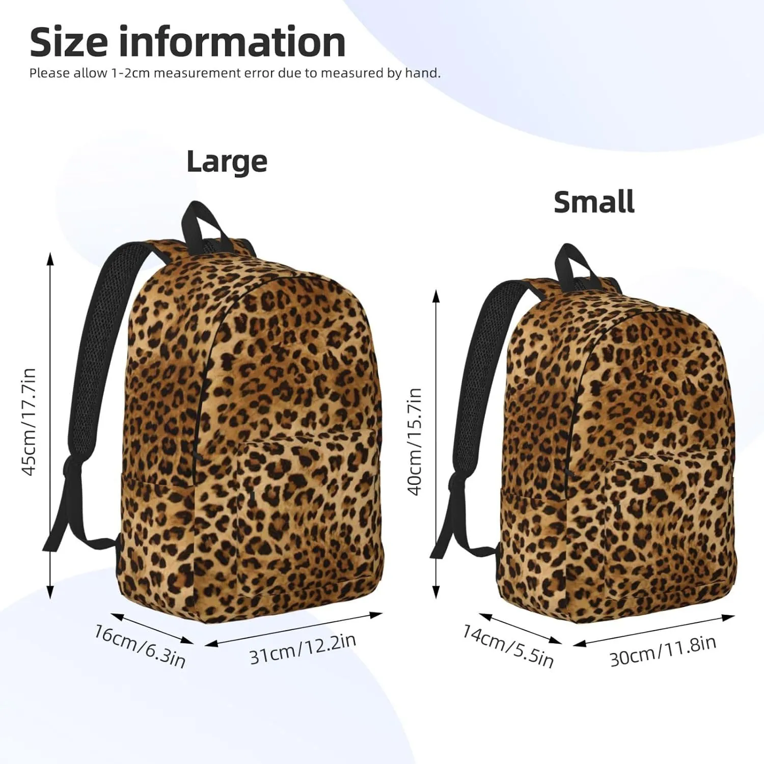 Cute Leopard Print Canvas Backpack Women,Mens Travel Casual Daypack Bookbag For Laptop Work Travel Hiking