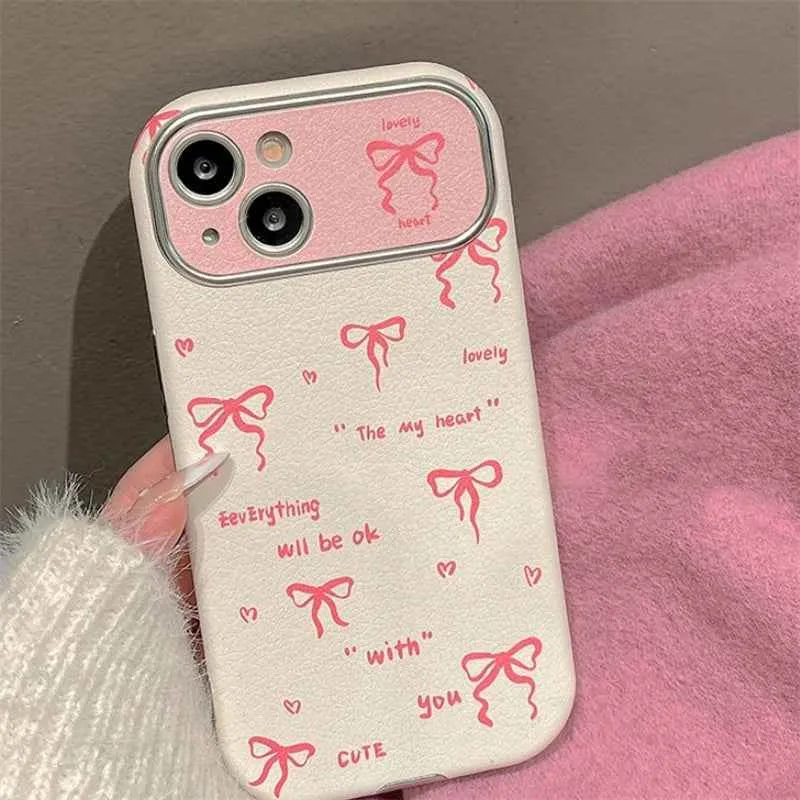 Cute Phone Cases for iPhone 15, 14, 13, 12, or 11 Pro Max - Pink Bowknot & Mini Pearls - TSP458