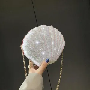 Cute Sequin Shell Shoulder Bag for Women – Small Crossbody Phone & Money Pouch