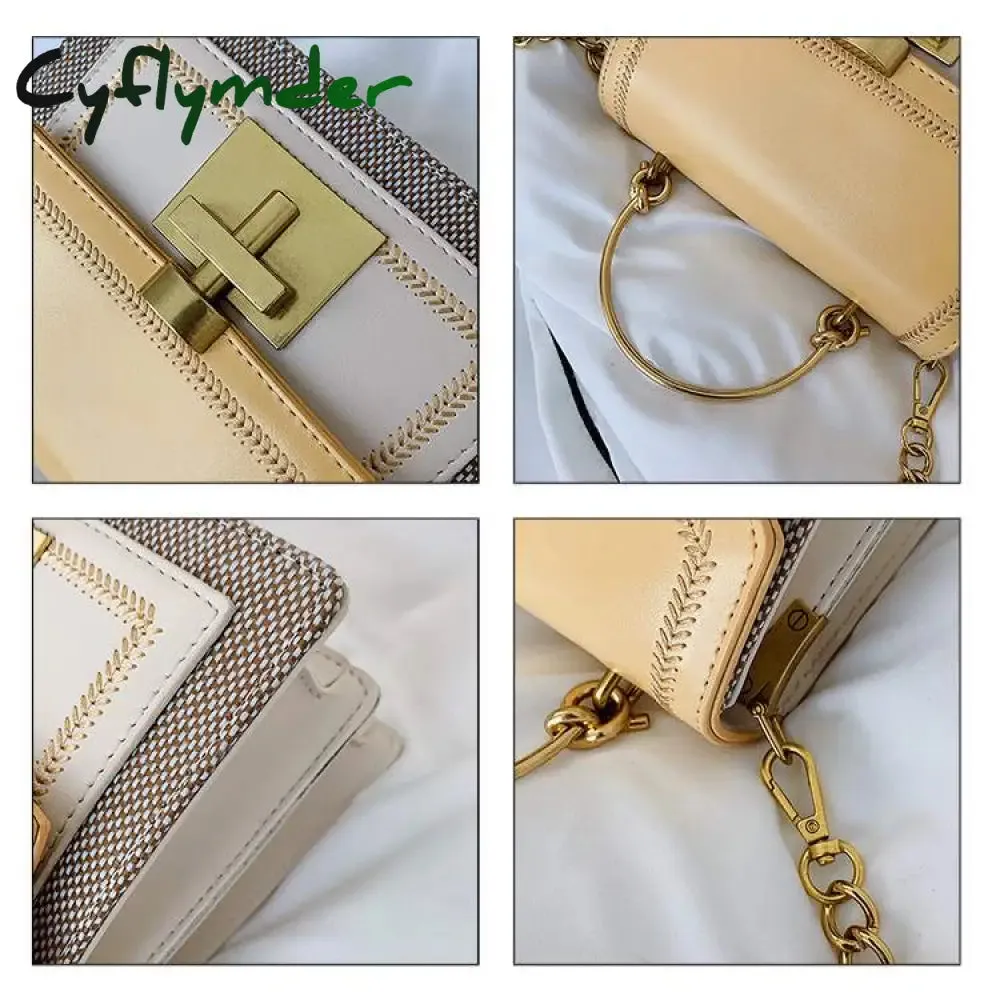 Cyflymder New Fashion Pathwork PU Leather Women Crossbody Bags Vintage Shoulder Messenger Bag Ladies Clutch Casual Totes Female Purse