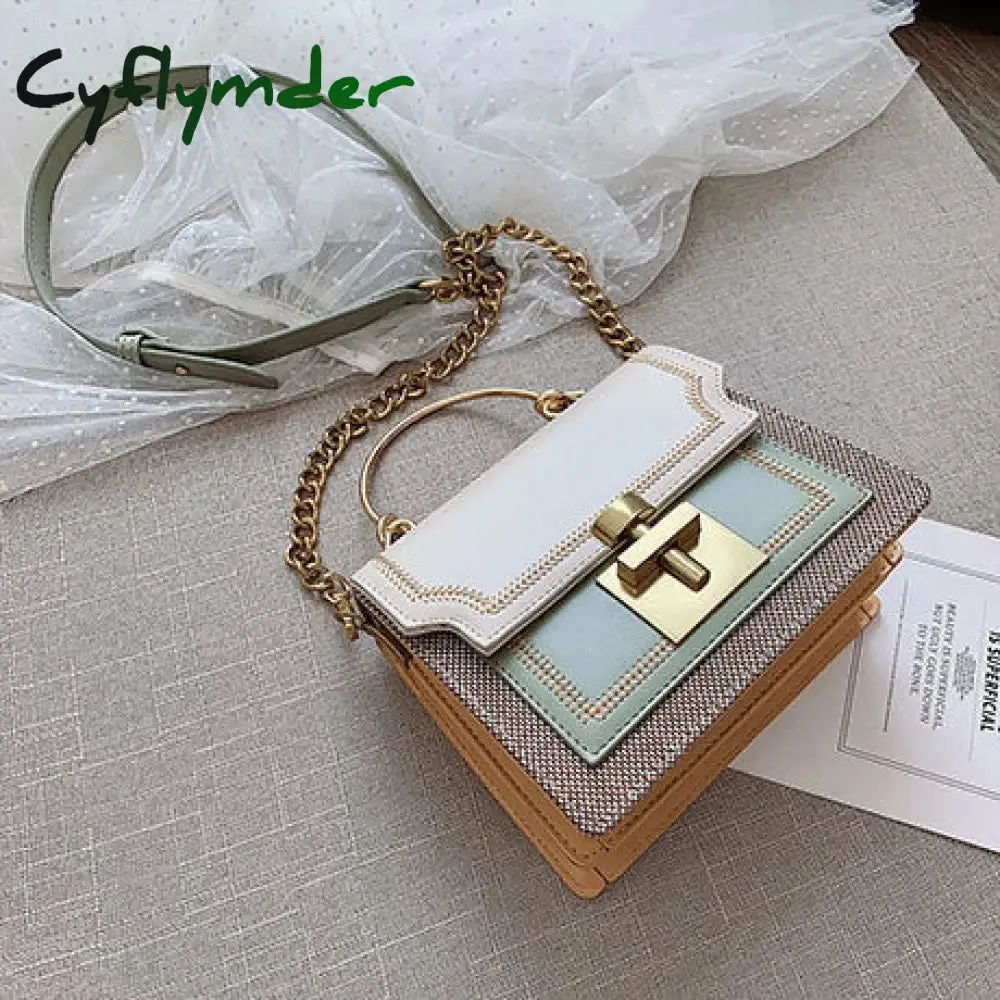 Cyflymder New Fashion Pathwork PU Leather Women Crossbody Bags Vintage Shoulder Messenger Bag Ladies Clutch Casual Totes Female Purse