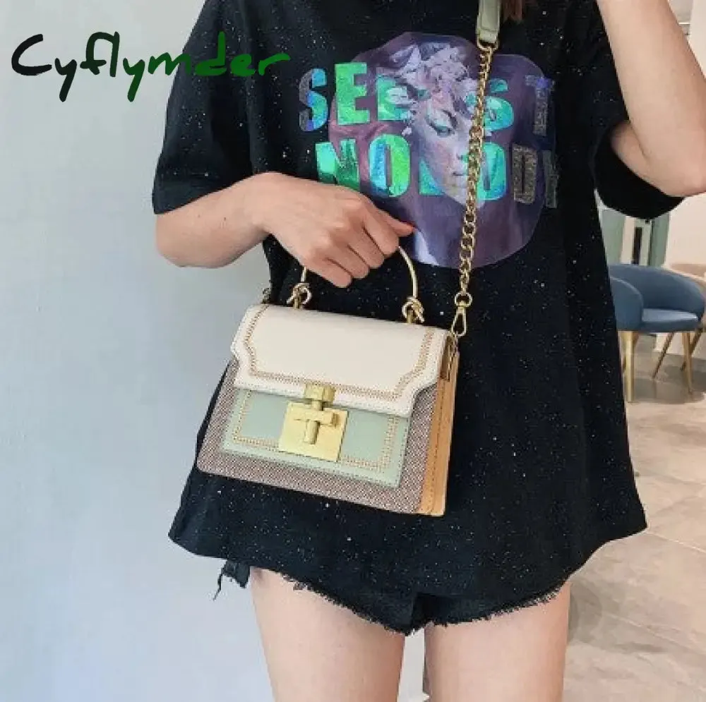 Cyflymder New Fashion Pathwork PU Leather Women Crossbody Bags Vintage Shoulder Messenger Bag Ladies Clutch Casual Totes Female Purse