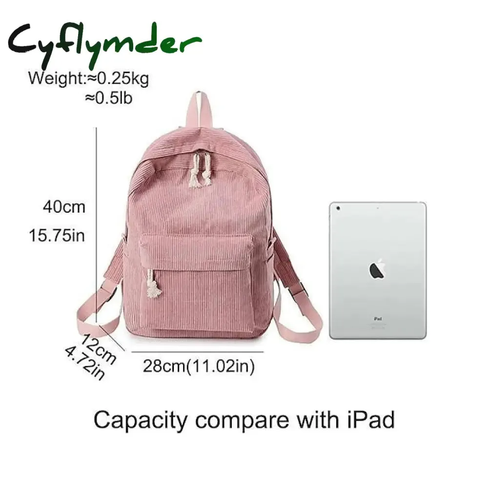 Cyflymder School Backpack Bags For Teenage Girls Backpack Women Bagpack Female  Corduroy Bookbag Harajuku Bag, Back to School Gift