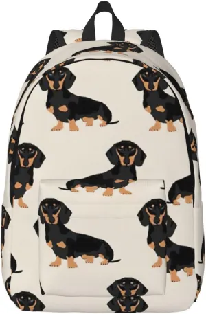 Dachshund Dog Print Canvas Backpack Women,Mens Travel Casual Daypack Bookbag For Laptop Work Travel Hiking