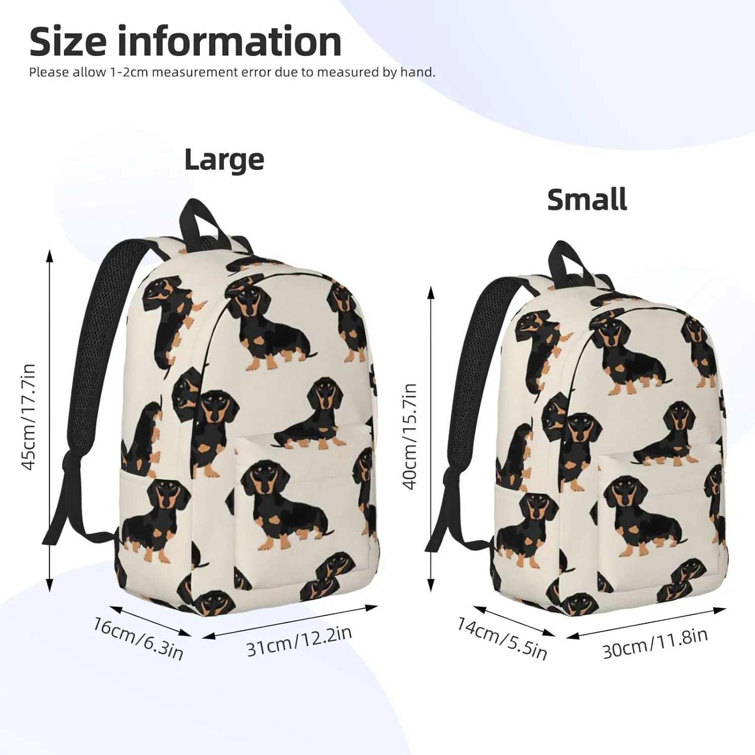 Dachshund Dog Print Canvas Backpack Women,Mens Travel Casual Daypack Bookbag For Laptop Work Travel Hiking