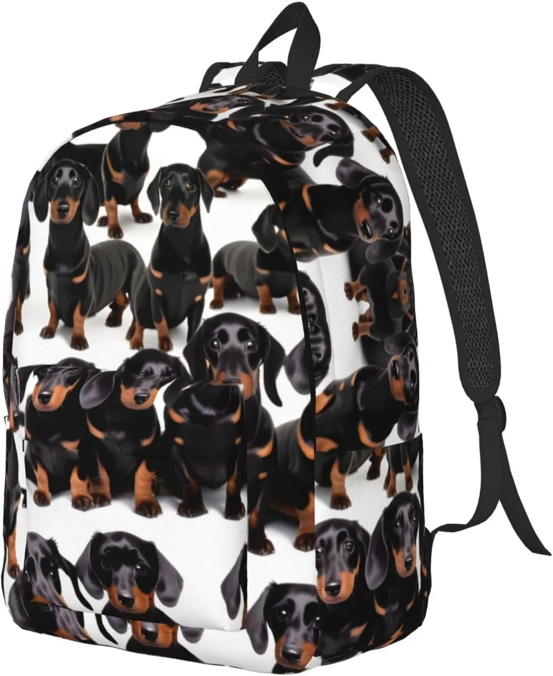 Dachshund Weiner Pet Dog Print Canvas Backpack Women,Mens Travel Casual Daypack Bookbag For Laptop Work Travel Hiking