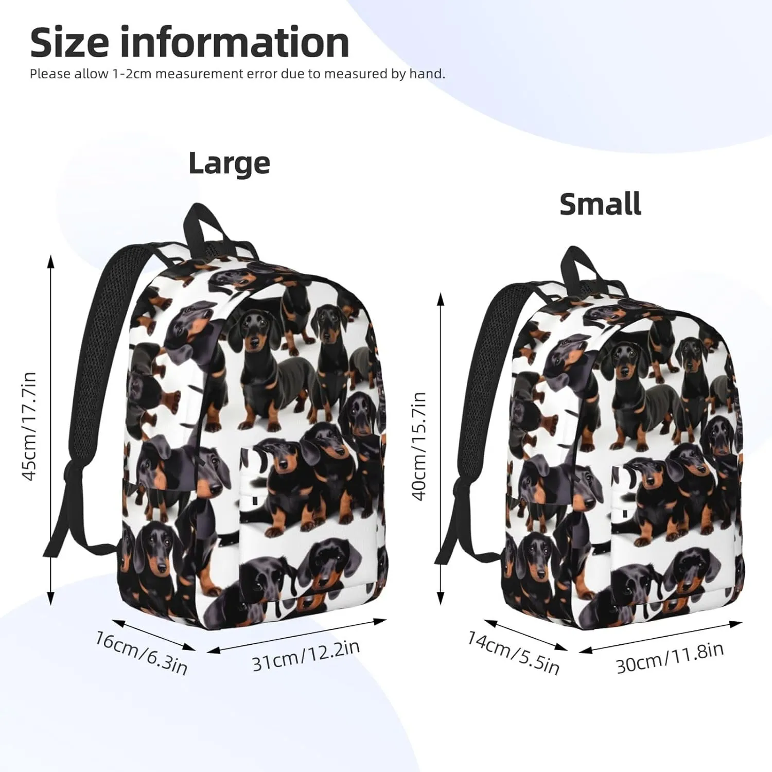 Dachshund Weiner Pet Dog Print Canvas Backpack Women,Mens Travel Casual Daypack Bookbag For Laptop Work Travel Hiking
