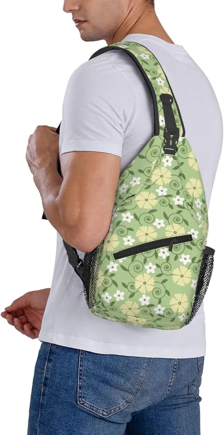 daisy Flowers Chest Bags Crossbody Sling Bag Shoulder Bag Travel Hiking Daypack For Men Women