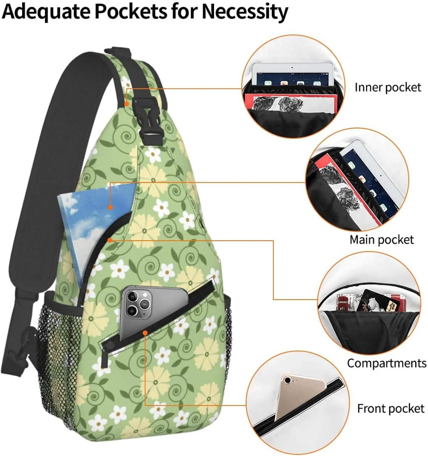 daisy Flowers Chest Bags Crossbody Sling Bag Shoulder Bag Travel Hiking Daypack For Men Women
