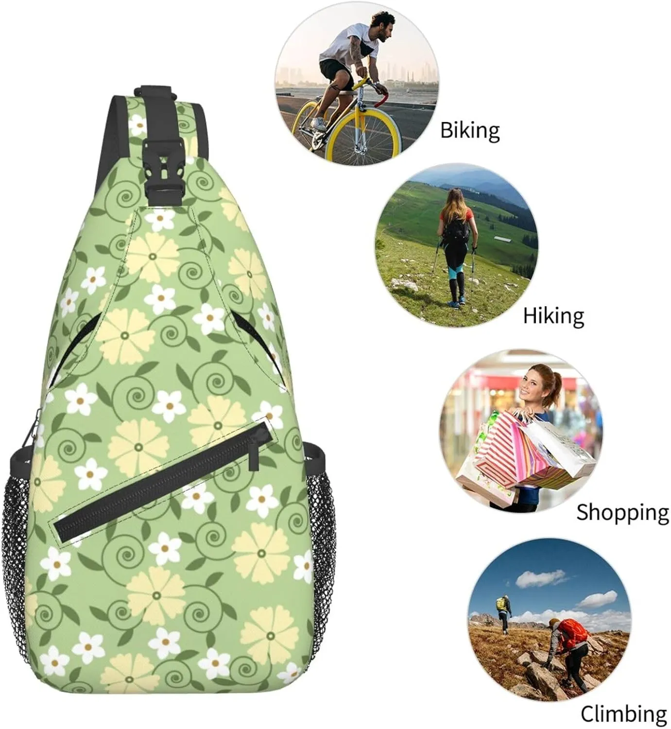 daisy Flowers Chest Bags Crossbody Sling Bag Shoulder Bag Travel Hiking Daypack For Men Women