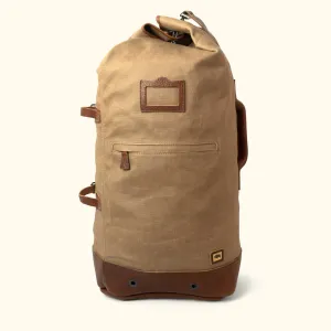 Dakota Waxed Canvas Military Sea Bag Backpack | Field Khaki w/ Chestnut Brown Leather