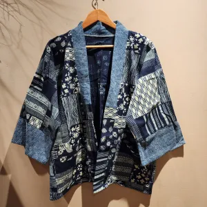 Dark Indigo Patchwork Design Style Jacket