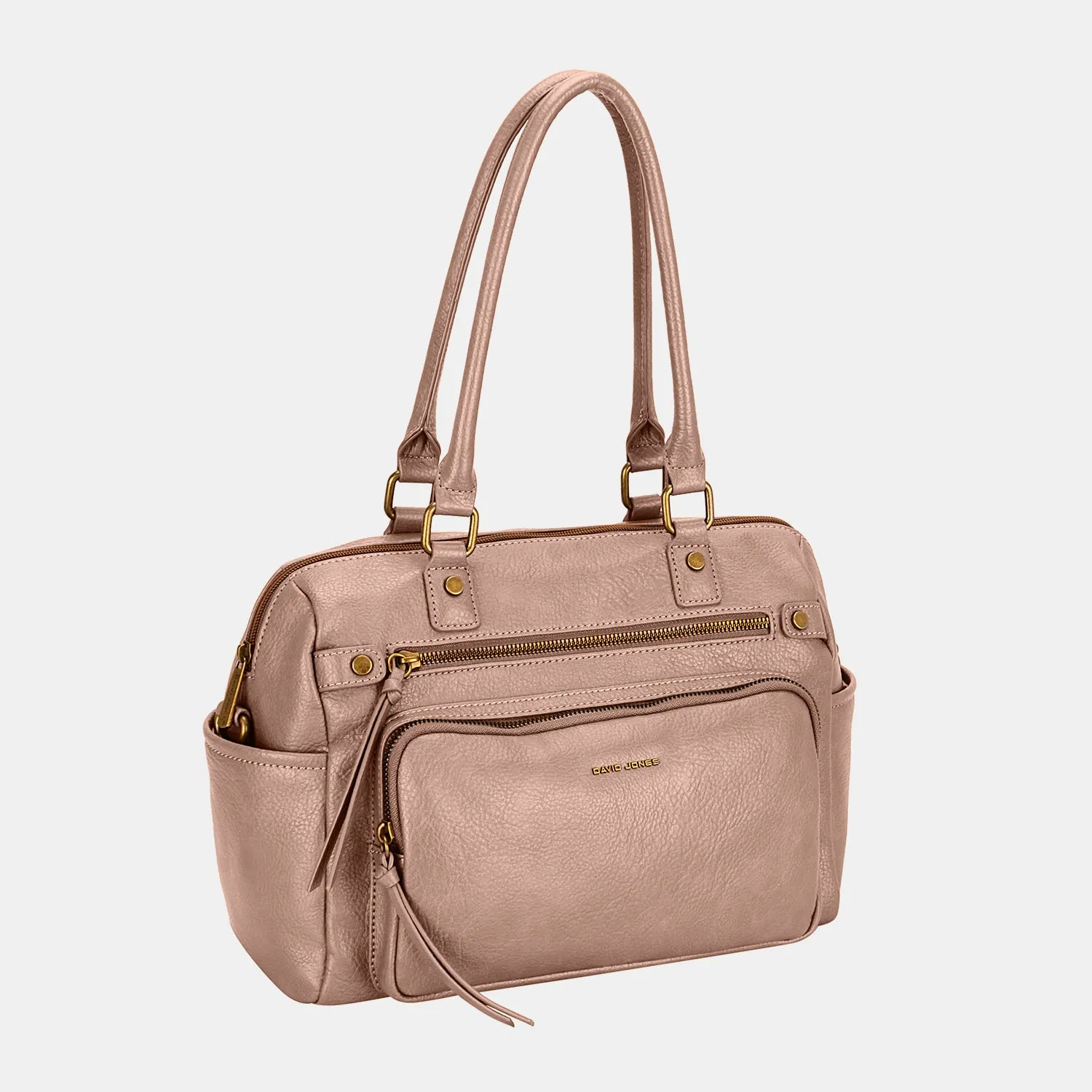 David Jones Leather Shoulder Bags Zipper Large Outer Pocket Handbag
