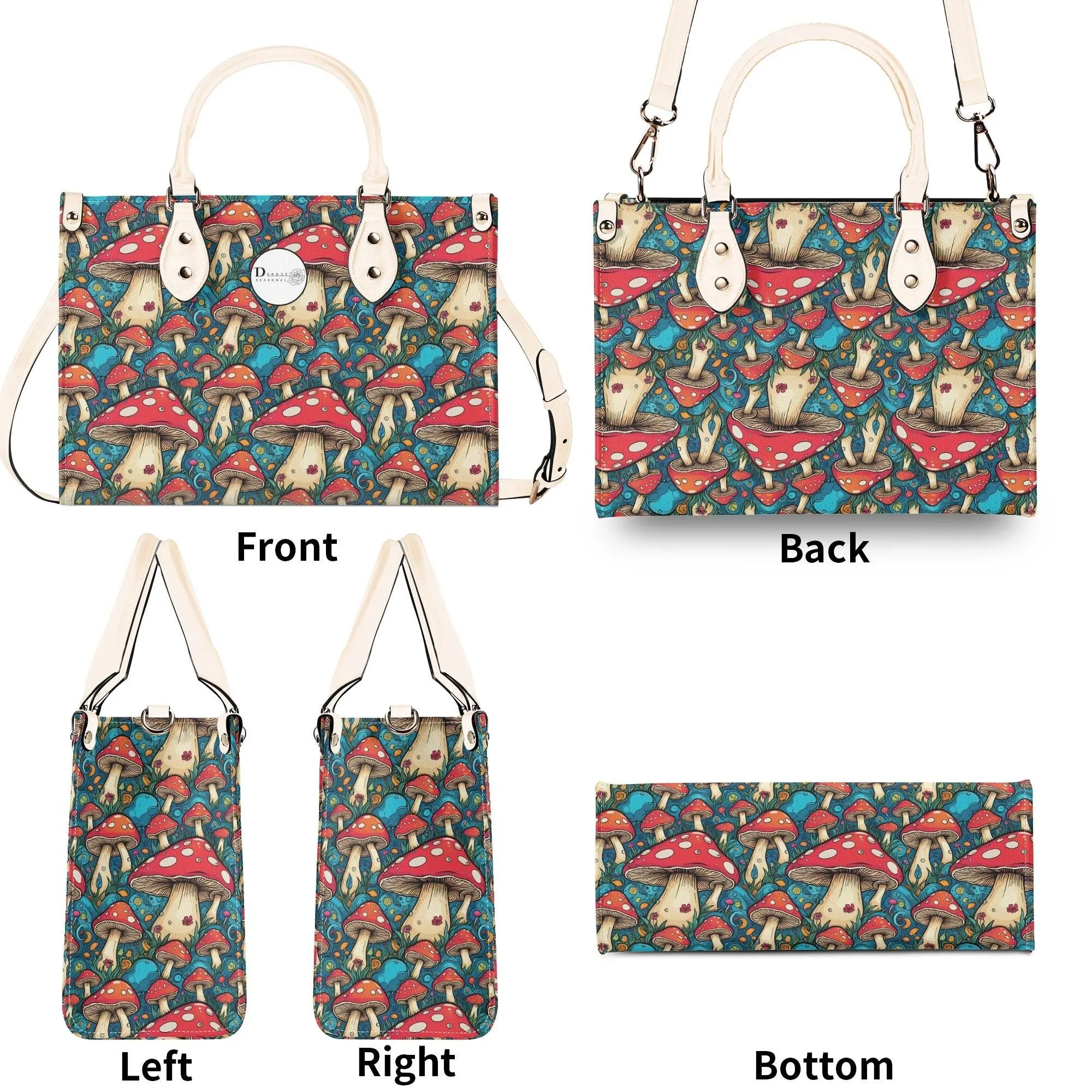 Deathcap Mushroom Luxury Women Leather Handbag (3 sizes)