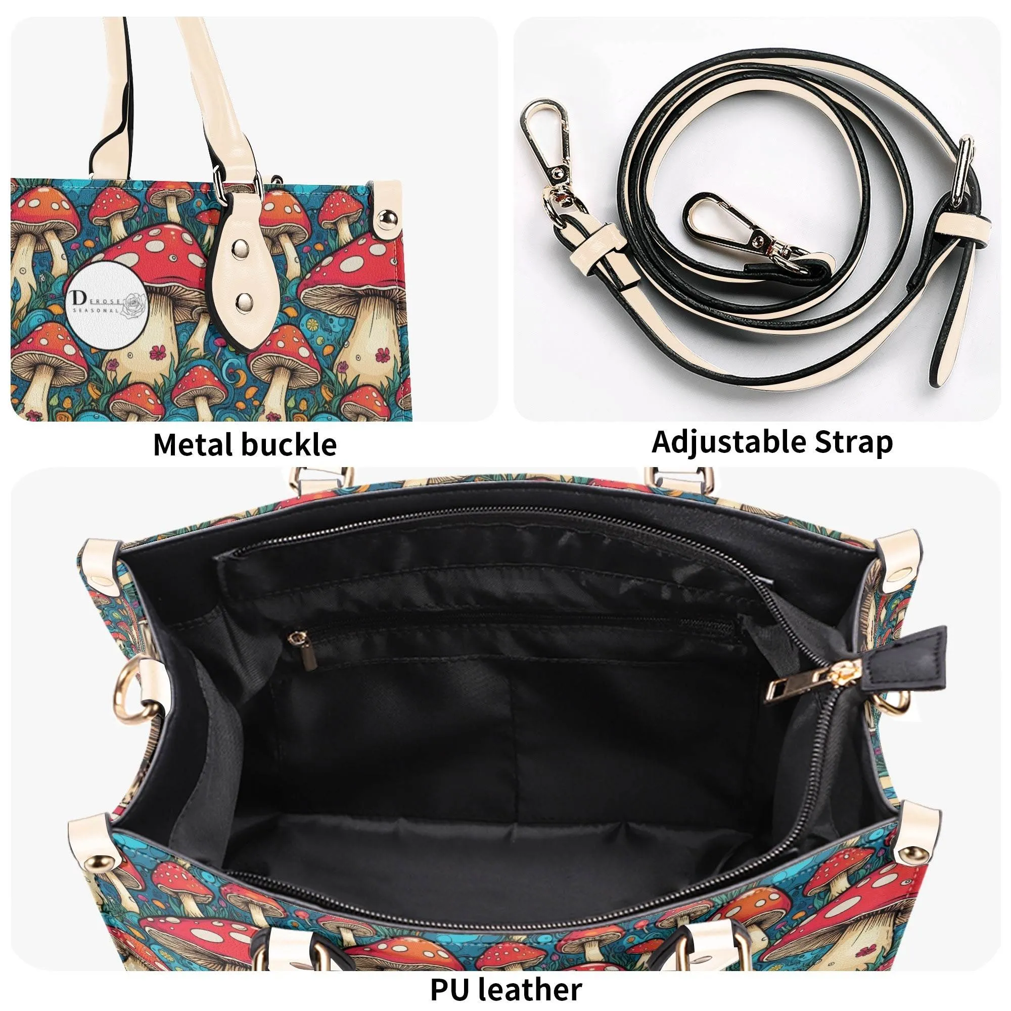 Deathcap Mushroom Luxury Women Leather Handbag (3 sizes)