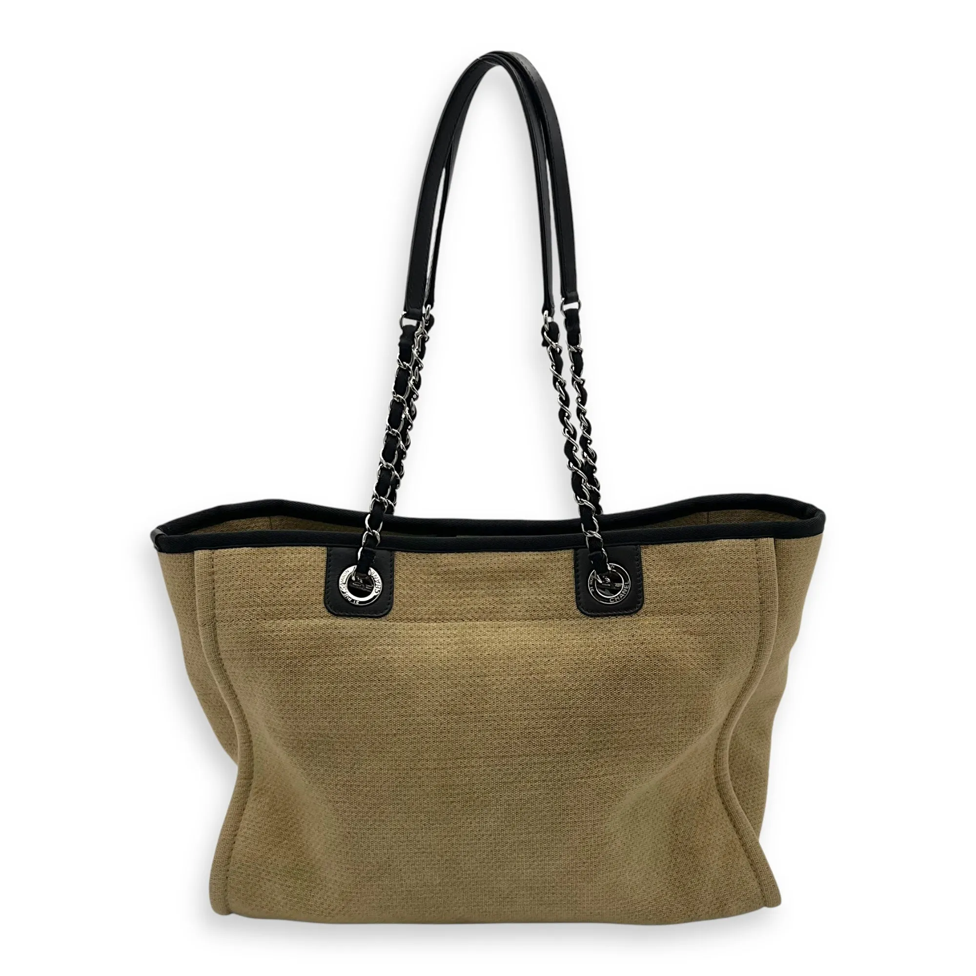 Deauville Tote Bag Beige in Canvas, Silver hardware