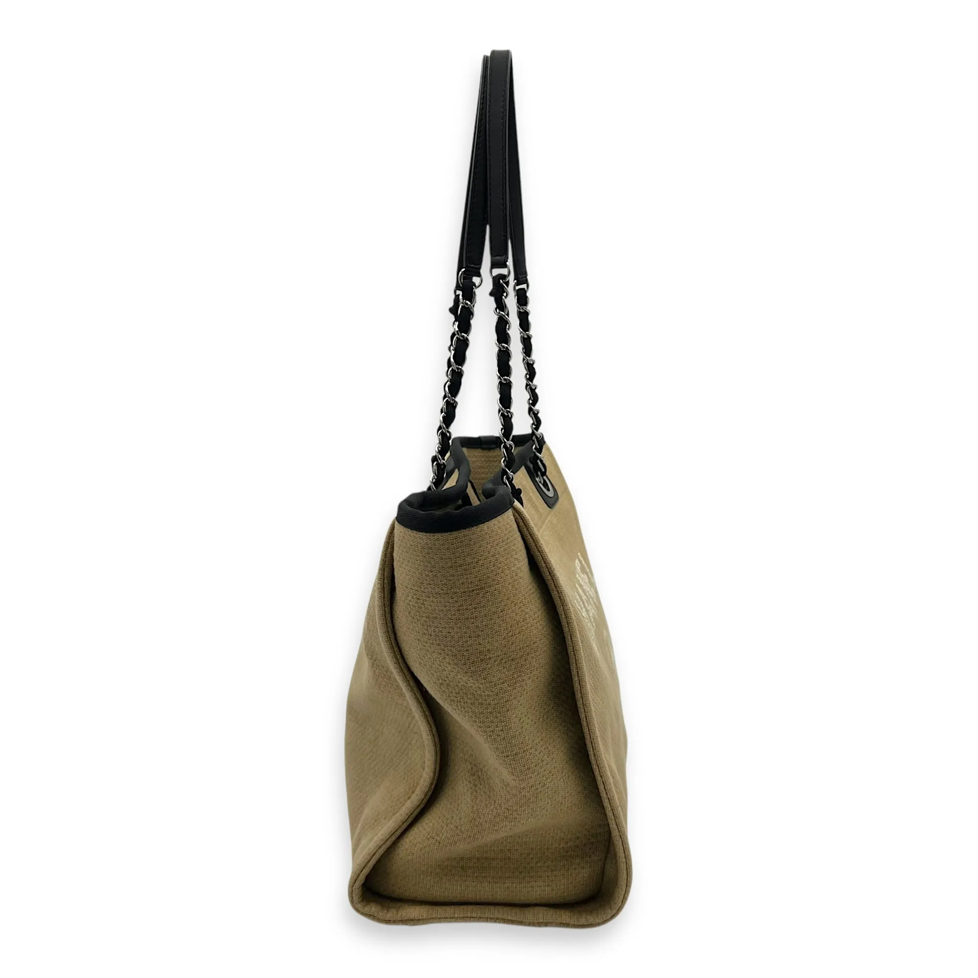 Deauville Tote Bag Beige in Canvas, Silver hardware