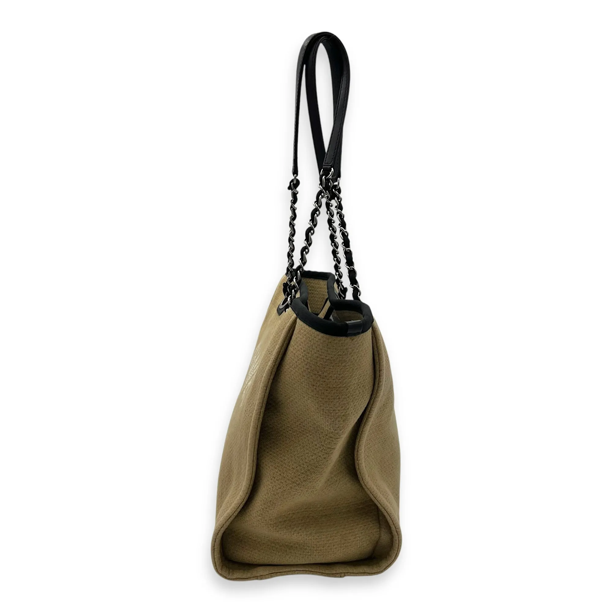 Deauville Tote Bag Beige in Canvas, Silver hardware