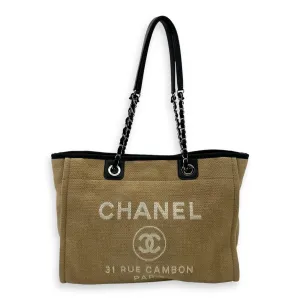 Deauville Tote Bag Beige in Canvas, Silver hardware