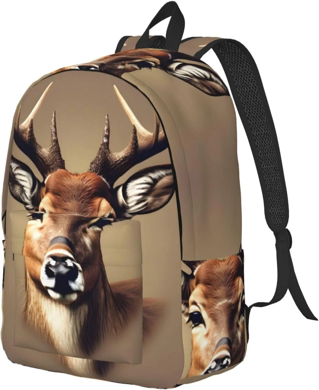 Deer Head Printing Print Canvas Backpack Women,Mens Travel Casual Daypack Bookbag For Laptop Work Travel Hiking