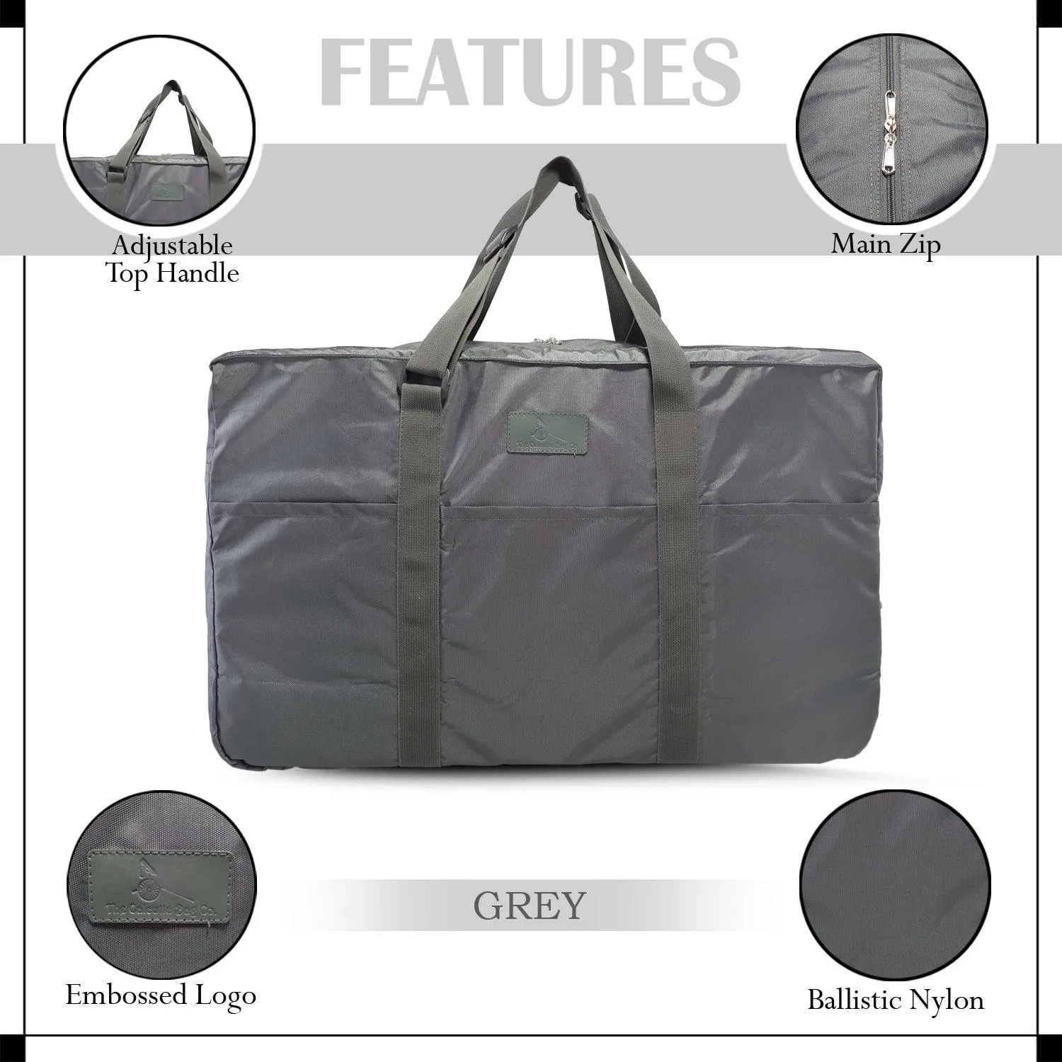 Deeya Ballistic Nylon Large Size Unisex Foldable Travel Duffle Bag with Small Cover Bag (Grey)