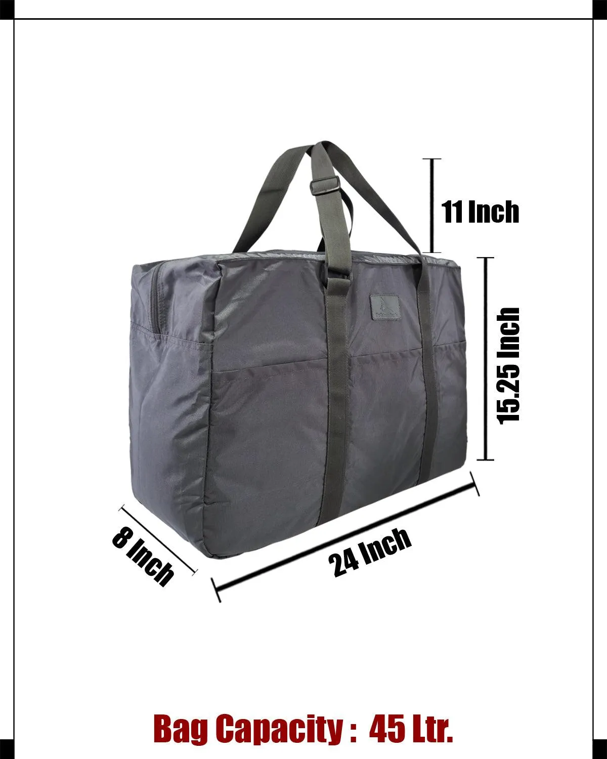 Deeya Ballistic Nylon Large Size Unisex Foldable Travel Duffle Bag with Small Cover Bag (Grey)
